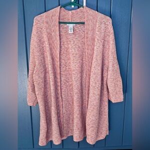 Catherines Pink Beige Marbled Open Cardigan Sweater 1X 18 - 20W Lagenlook Boho